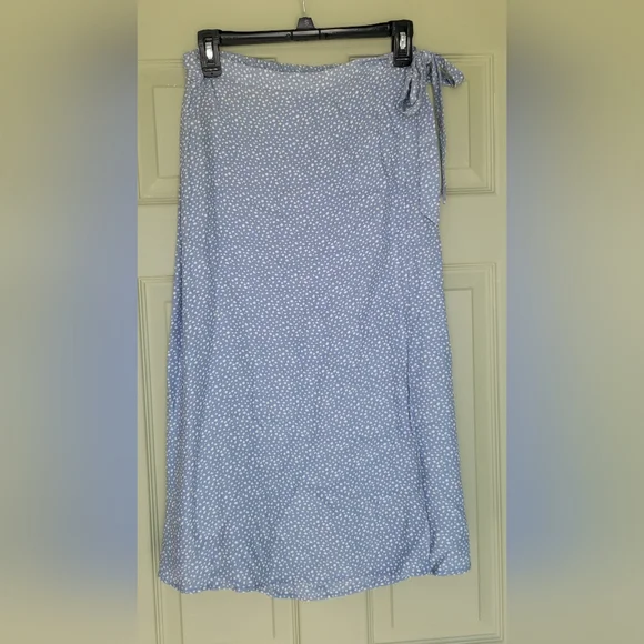 Blue Polka Dot A-Line Wrap Skirt - Picture 1 of 4